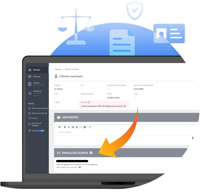 Extensão de emails do Cálculo Jurídico para Advogados